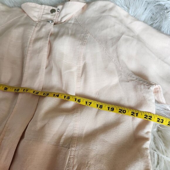 Chico’s 100% Linen Jacket Women’s  Zip Long Size 2 M 12  Eyelet Cutouts Pink‎ - Picture 16 of 16